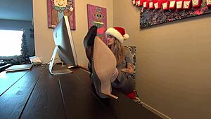 naughty elf teases in heels and pantyhose!