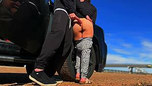 extremely risky sex on road trip beach roadside and hotel balcony