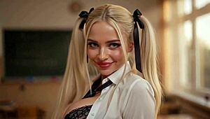 Hot Blonde Teacher Teases Breasts Ass & Pussy