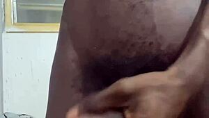 thug teen 18+ stroking bbc until he cums all over her belly