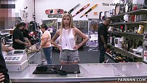 Gorgeous blonde chick fucked at the pawn shop - xxx pawn