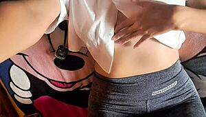 Asian woman is shy before sex after university