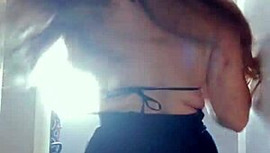 cute student takes her clothes off and touches her boobs
