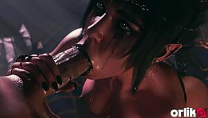 dark elf fanstasy sloppy blowjob & moans for big dick 3d animated fantasy porn