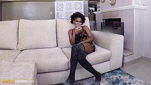 i kept this ebony milf moaning through the interview she chose to ride my bwc