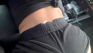 real hooker has her ass out while giving a blowjob in public