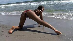 I feel ecstasy fucking dildo on public beach