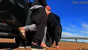 Extreme public sex on the side of the road caught
