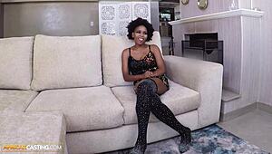 i kept this ebony milf moaning through the interview she chose to ride my bwc