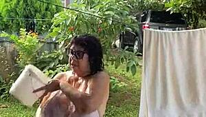 Public outdoor scene with big tits