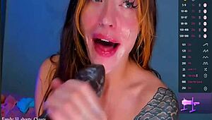 Camgirl bella adams gets sloppy face fucked by a bbc dildo