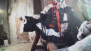 Sofi changes into anime cosplay costume for hidden camera photoshoot