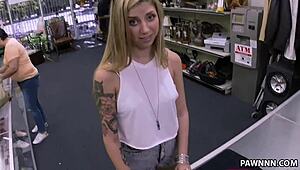 Gorgeous blonde chick fucked at the pawn shop - xxx pawn
