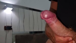 amateur handjob with big cock close up finish