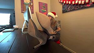 naughty elf teases in heels and pantyhose!