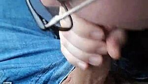 thick german slut gives blowjob in public car and swallows