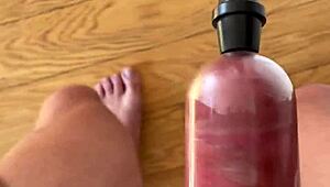 penis pumping in the kitchen