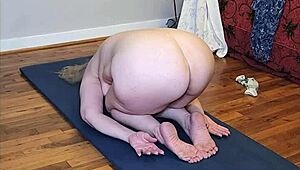 mature woman doing naked yoga