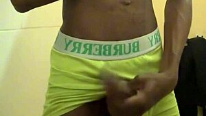sexy teen 18 with abs stroking his big black dick in public