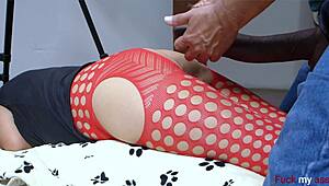 A girl fucks face down with a giant dildo and ends up with her vagina wide open
