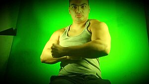 Muscular guy shows off his big cock