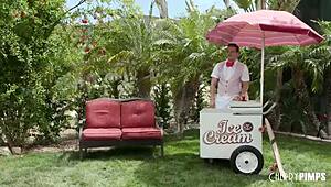 Liz jordan enjoys outdoor ice cream
