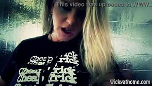 hot rock star vicky vette bathes her big boobs with huge loads of cum