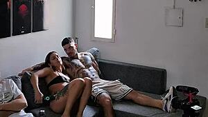 Fucking my best friends girlfriend on the couch next to him