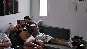 Fucking my best friends girlfriend on the couch next to him
