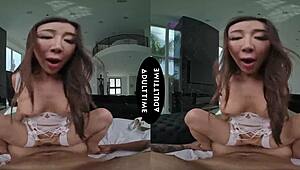 nicole doshi takes control riding in cowgirl during vr pov hardcore session