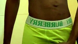 sexy teen 18 with abs stroking his big black dick in public