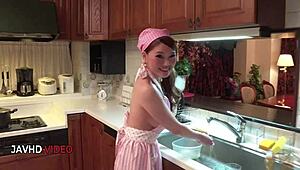 japanese housewife aya mikami gives intense pov blowjob and sex