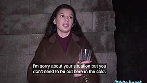 Lonely party girl creeps off for casting - public agent