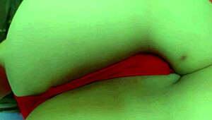pov masturbation and moanings from hot blonde in red lingerie