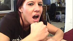 misty haze having fun swallowing two warm loads