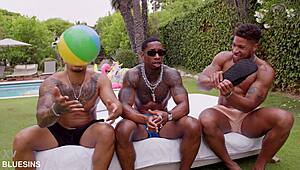 gatita veve sucks three monster black cocks by the pool