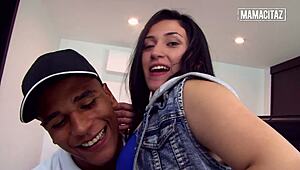 Oiled up colombian ass spread wide he fucks her asshole with a finger