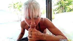 finishhim poolside bikini tease ends in jizz extraction