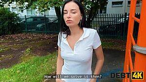 Brunette pays debt with pov sex