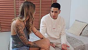 Hot threesome with my sexy boyfriend and the muscular house owner to avoid paying rent - molly smith