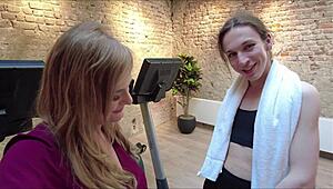 German trans girl gets creampied in the gym