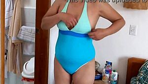 beautiful 60 year old shows tits pussy and ass on beach