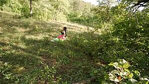 caught a stranger doing yoga in the woods during a quick outdoor session